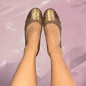 Vintage Lanvin oldmoney brown snake cap leather ballet flats size 37.5